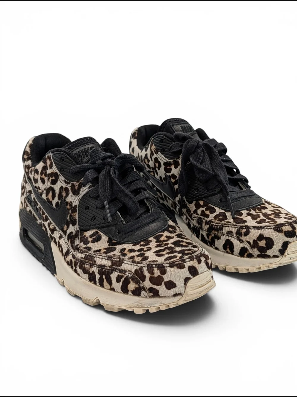 SOLD Vintage Nike Air Max Leather Cow Hide Leopard Print Athletic Sneakers - Picture 11 of 13